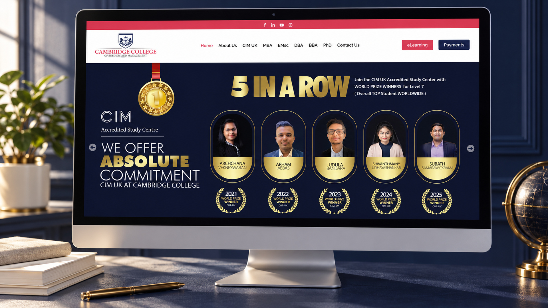 Cambridge College of Business and Management — art-directed project mockup