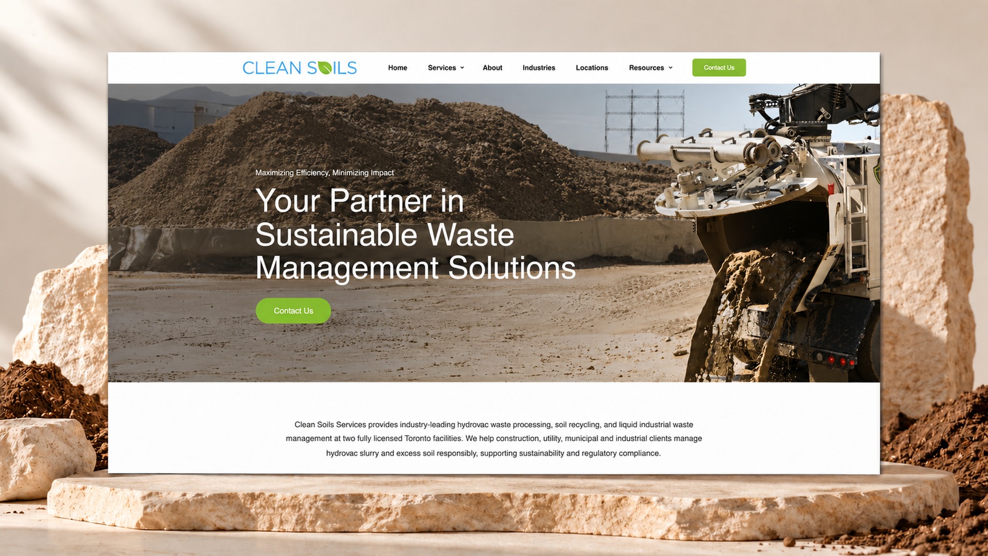 Clean Soils Services — art-directed project mockup