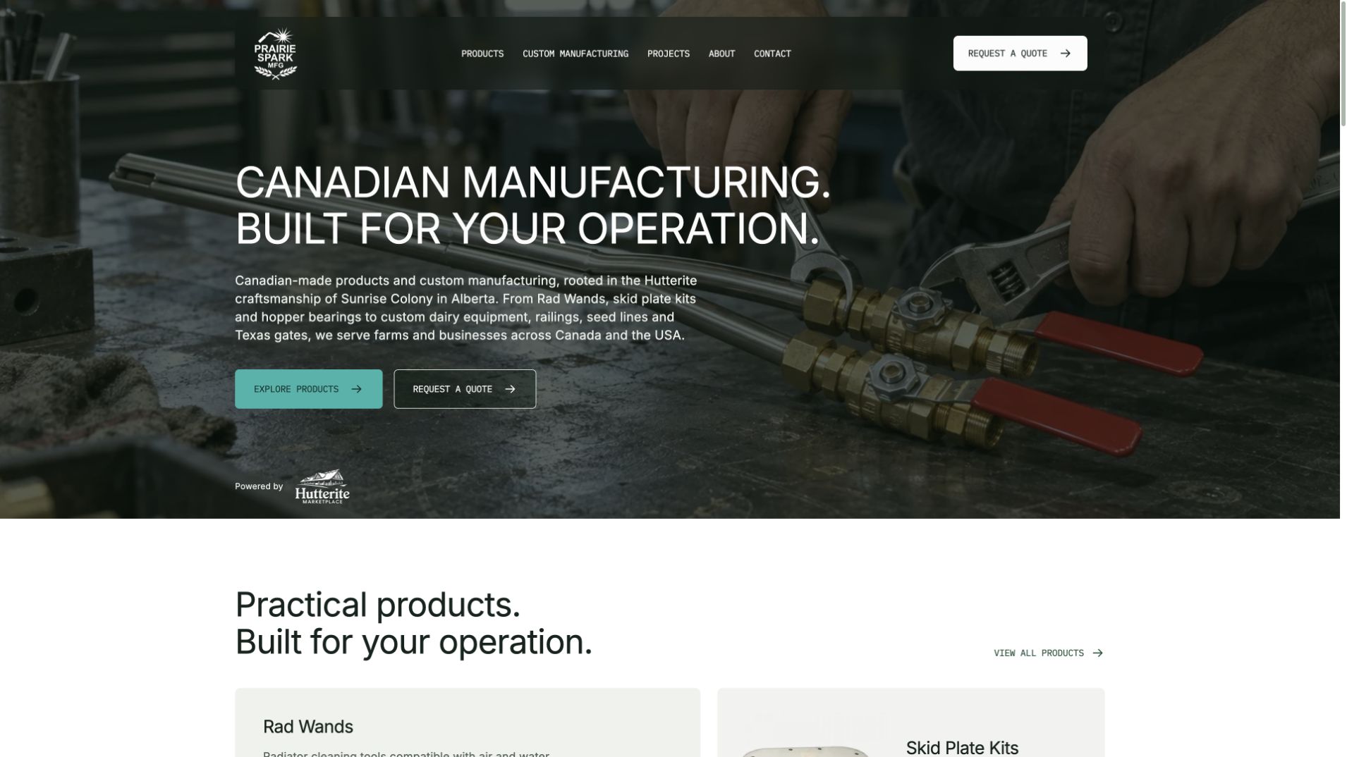 Prairie Spark Manufacturing desktop experience