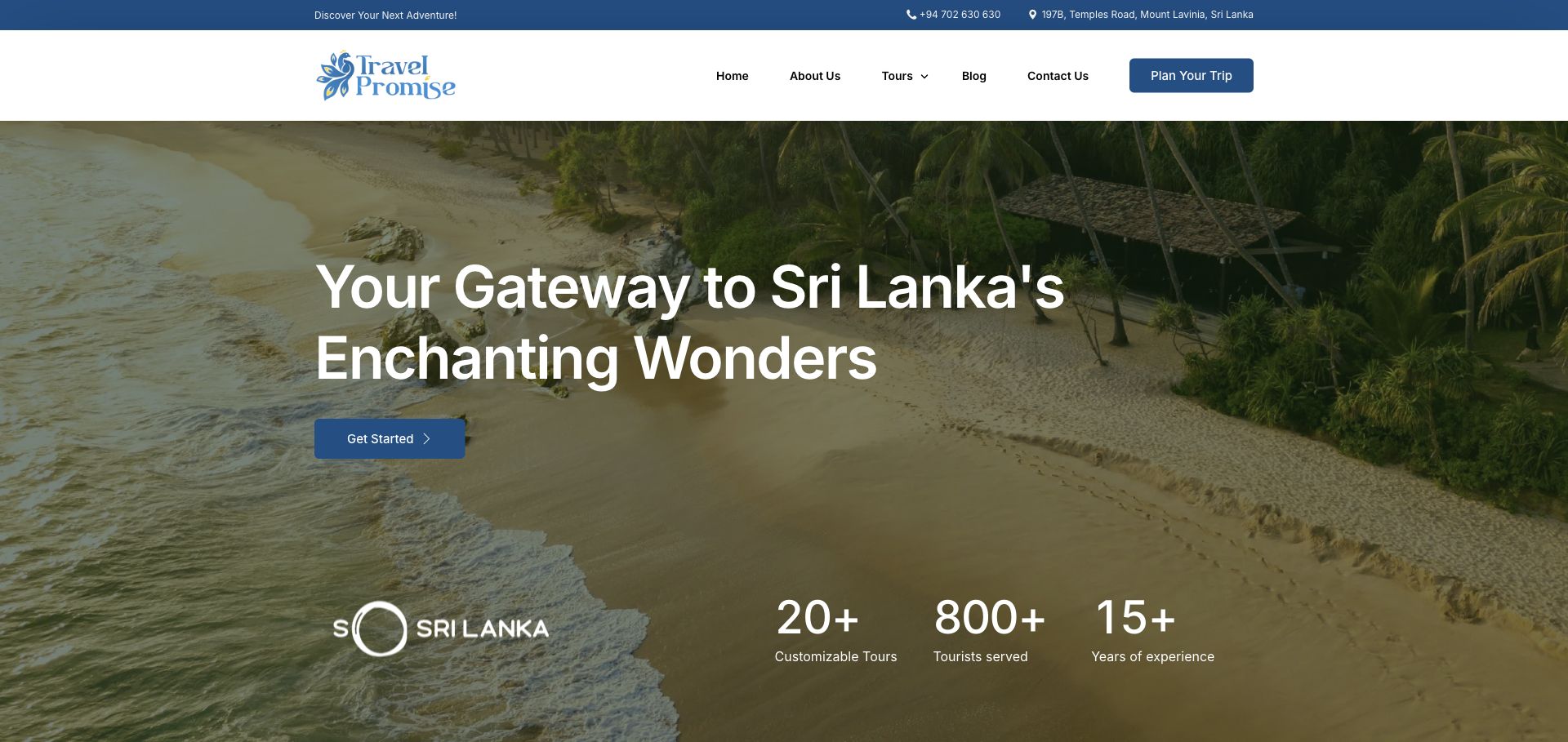 Travel Promise Tours desktop experience